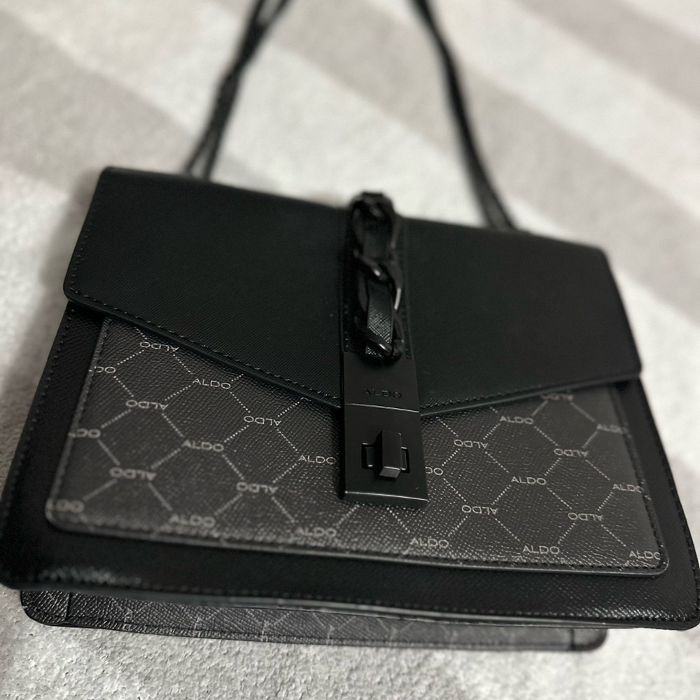 Aldo Elegant Black and Gray Crossbody Bag